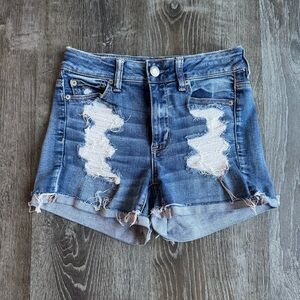 American Eagle Outfitters Blue Distressed Jean Shorts